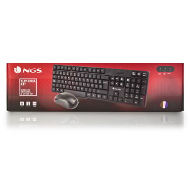 NGS ??EUPHORIA KIT FRENCH clavier Souris incluse Universel RF sans fil AZERTY Français Noir