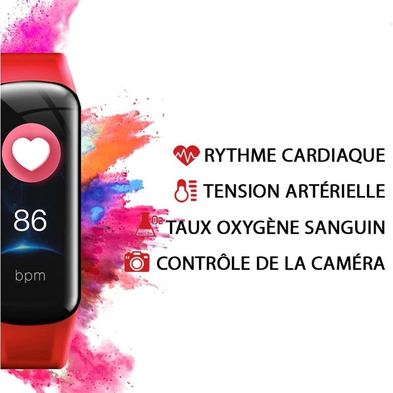 Bracelet Connecté Sport compatible Android et iOs Étanche Ip67 Bleu YONIS