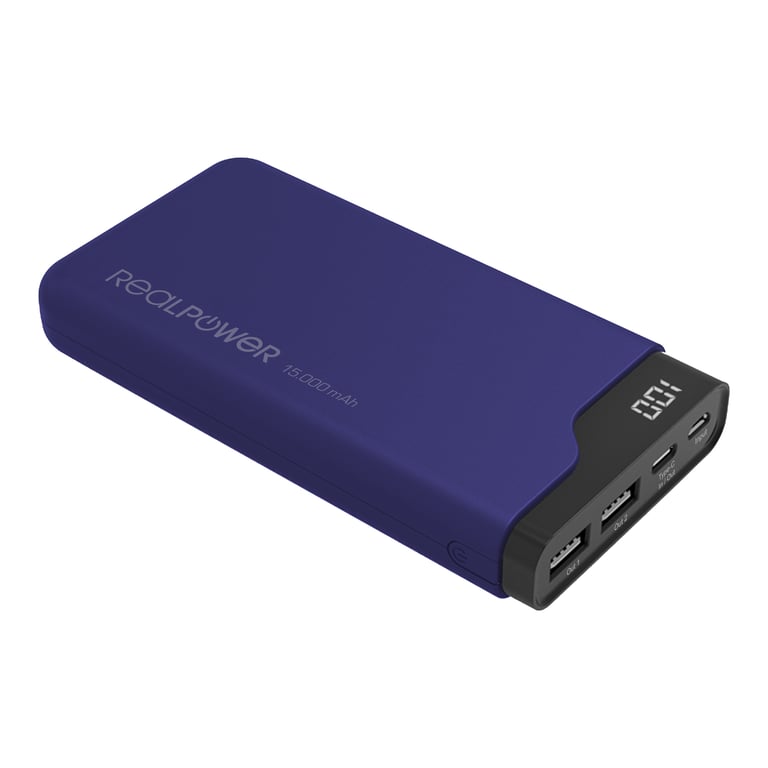 RealPower PB-15000C Navy Blue 15000 mAh Noir, Bleu - Neuf
