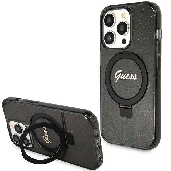 Guess Coque Magsafe pour Apple iPhone 15 Pro Max TPU Ring Stand