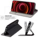 JAYM - Etui Folio noir pour Samsung S23 FE -Fermeture Magnetique - Fonction cinéma Stand - Rangement cartes inclus