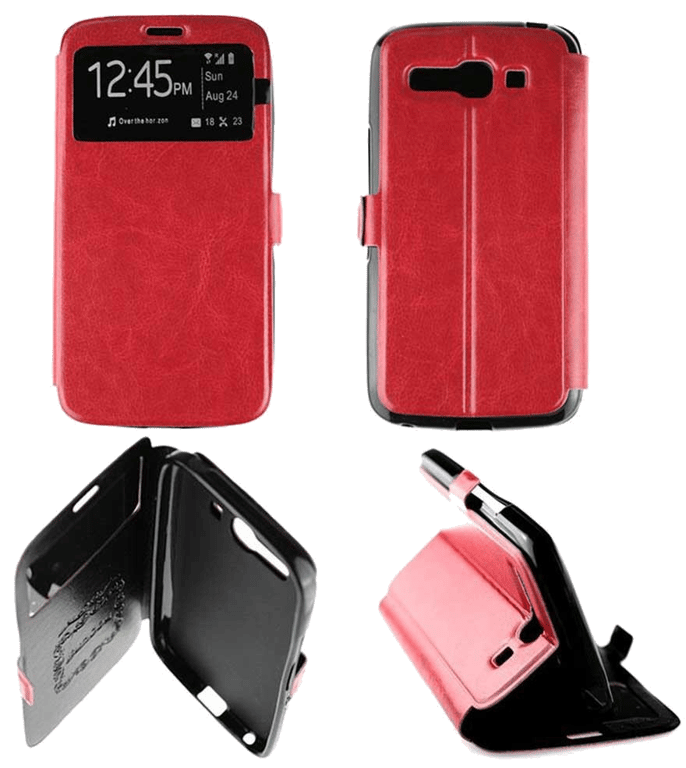 Etui Folio compatible Rouge Alcatel One Touch Pop C9