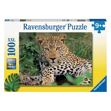 Puzzle XXL 100 pièces - Vivez l'aventure avec le léopard violet