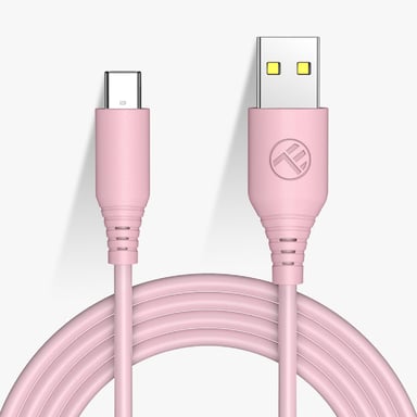 Cable de datos de silicona Tellur, USB a Type-C, 3A, 1m, rosa