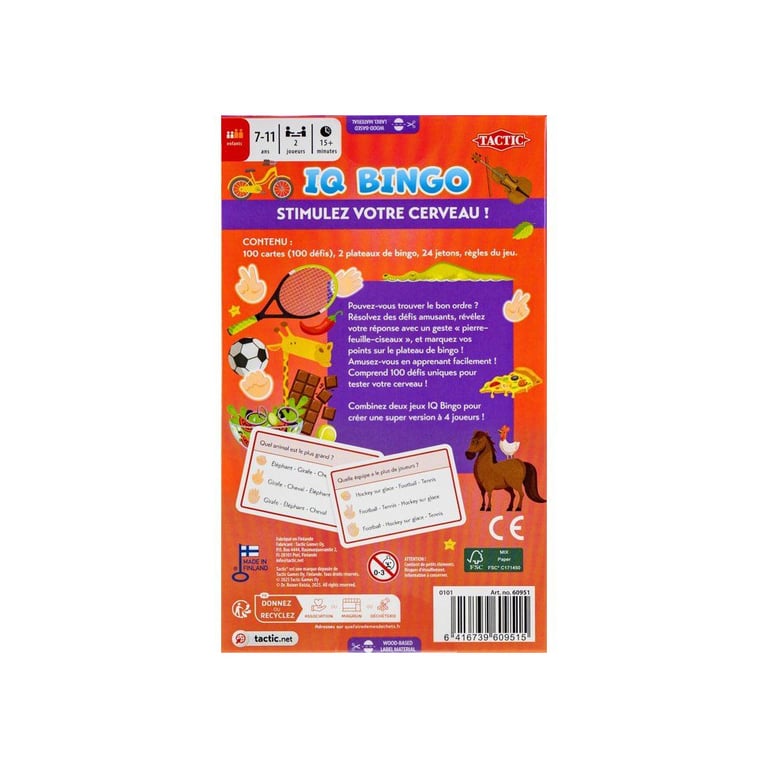 Apprenons à classer Jeu de société TACTIC IQ Bingo 2 joueurs De 7 à - vue 3