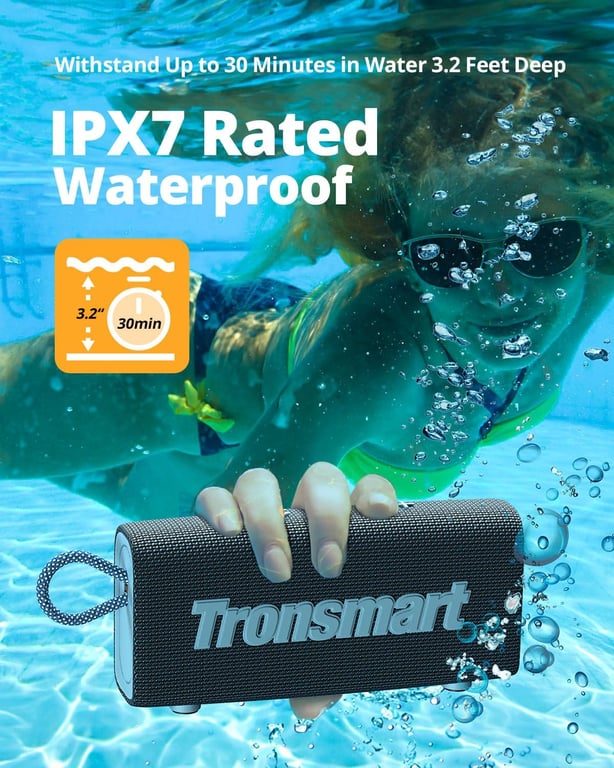 Tronsmart Trip Haut Parleur Portable Bluetooth 5.3 IPX7 Waterproof Microphone intégré True Wireless Stereo et Assistant Vocal 20H de Lecture avec Son Haute fidélité Neuf - vue 6