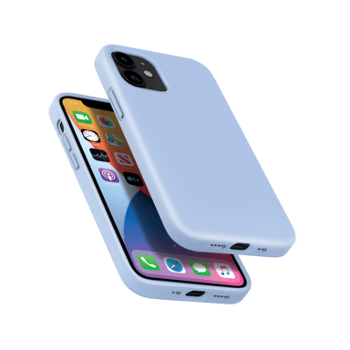 (O) Custodia antiurto in morbido silicone gel per Apple iPhone 12 mini, blu lilla