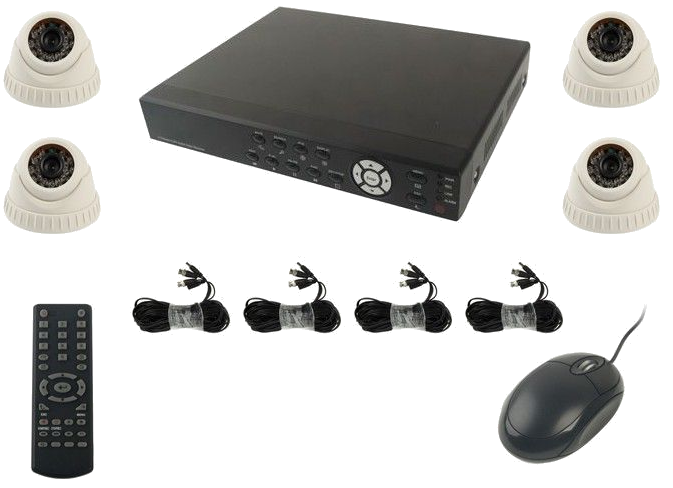 Kit 4 Caméra de Surveillance Sony Ccd 1 4 500Tvl Enregistreur Ip Vision Nocturne Plastique YONIS