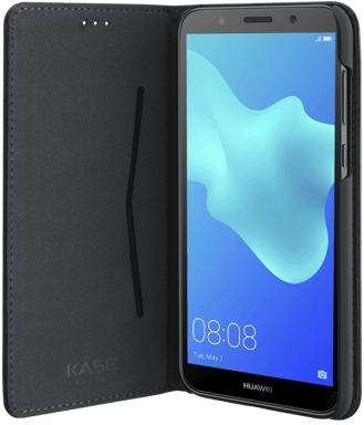 Funda plegable con ranura para tarjetas y soporte para Huawei Y5 (2018) , Negro