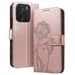 Zanaé Funda tipo cartera para Redmi Note 14 4G Premium Diseño Flores Mariposa Rosa dorado
