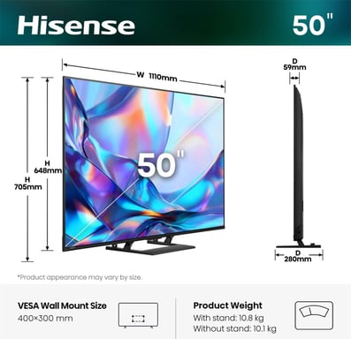 Televisor Hisense 50A79S 127 cm (50'') 4K Ultra HD Smart TV Wifi Negro