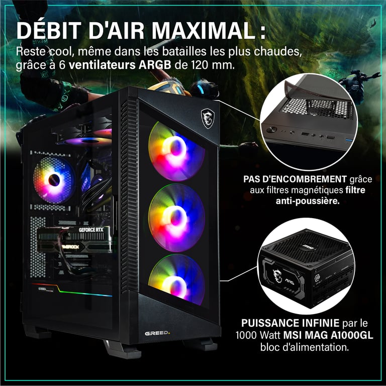 MK5 Pro - PC Gamer - AMD Ryzen 7 7800X3D - Nvidia Geforce RTX 5080 (16 Go) - Ultra Bureau PC Gaming - 4K & Raytracing avec 32 GO RAM DDR5 - Watercool - 2 TO SSD - Ordinateur avec WiFi + Windows 11 Pro - Neuf