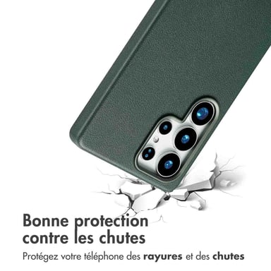 Accezz Coque arrière en cuir avec Magsafe pour Samsung Galaxy S25 Ultra - Cedar Green