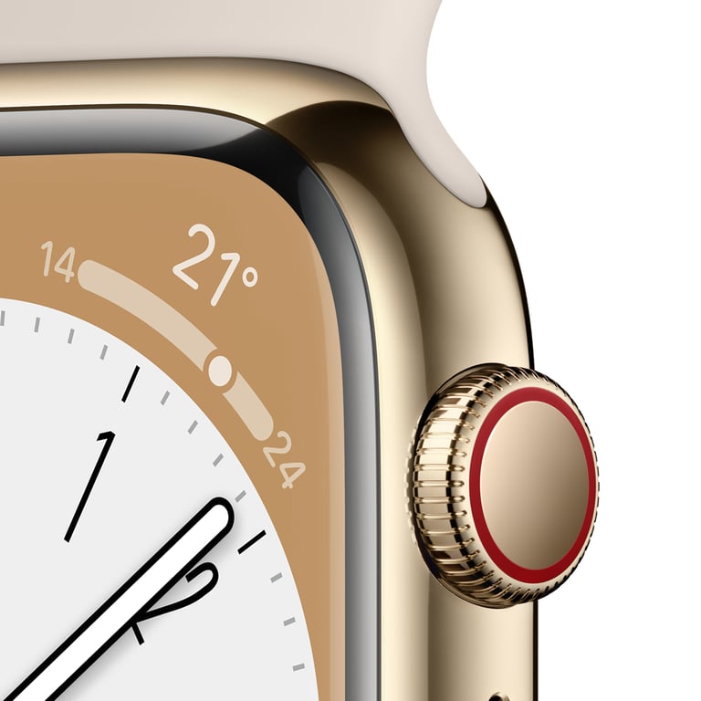 Apple Watch Series 8 OLED 45 mm Digital 396 x 484 Pixeles Pantalla táctil 4G Oro Wifi GPS (satélite)
