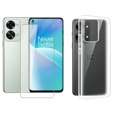 Pack coque transparente en TPU et Protection écran Vitre  en verre trempé pour OnePlus Nord 2T 5G / One Plus Nord 2T 5G   - pochette XEPTIO