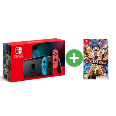 Switch & Carnival Games - console de jeux portables 15,8 cm (6.2'') 32 Go Écran tactile Wifi Bleu, Gris, Rouge