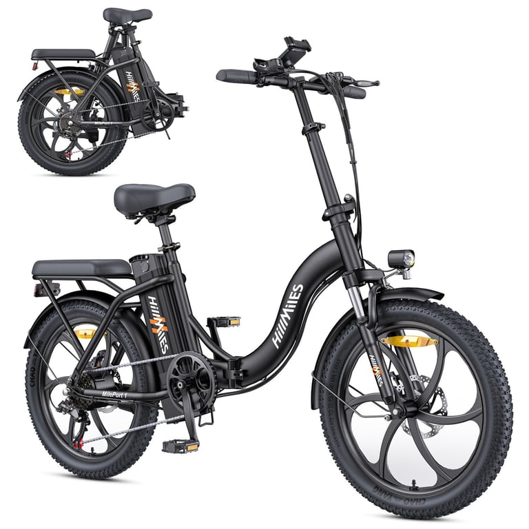 Vélo Électrique HillMiles MilePort 1 - 250W Moteur 36V13Ah Batterie Pneus 20 Pouces Freins à Disques Mécaniques - Noir - Neuf