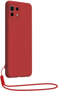 Xiaomi Mi 11 5G Funda de silicona + Correa de mano a juego Rojo Bigben