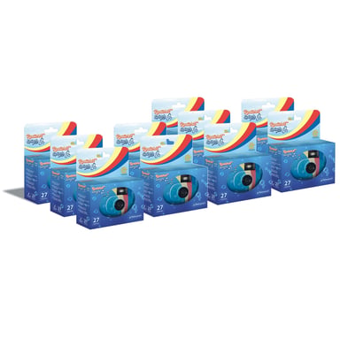 GT Photo GT27WP Realishot Splash - Pack de 10 Cámaras Descartables Impermeables, 27 Fotos, 35mm, 4K Ultra HD, Impermeable - Azul