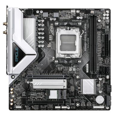 GIGABYTE B840M EAGLE WIFI6 Carte Mère – Processeurs AMD Ryzen 9000, 5+2+2 phases VRM, jusqu'à 7600 MHz DDR5 (O.C.), 1 x M.2 PCIe 4.0 + 1 x M.2 PCIe 3.0, Wi-Fi 6, LAN 2.5 GbE, USB 3.2 Gen 1