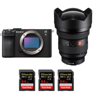 Appareil photo hybride Sony A7C II Noir + FE 12-24mm f/2.8 GM + 3 SanDisk 64GB Extreme PRO UHS-II + Ebook ''20 astuces pour des images qui claquent''