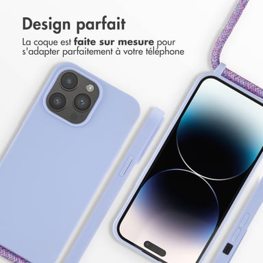imoshion Coque en silicone avec cordon pour Apple iPhone 14 Pro Max - Violet