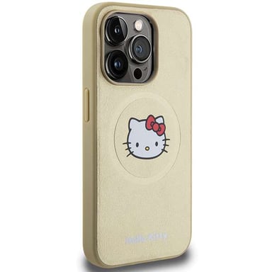 Custodia Hello Kitty per iPhone 15 Pro Max 6,7'' oro Custodia rigida in pelle Kitty Head MagSafe