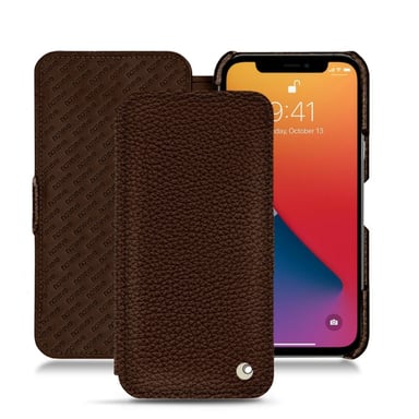 Funda de piel Apple iPhone 13 Pro - Solapa horizontal - Marrón - Piel granulada