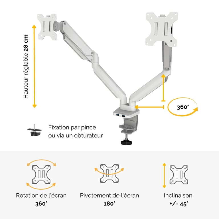 Fellowes Bras porte écrans double Platinum Series - vue 6