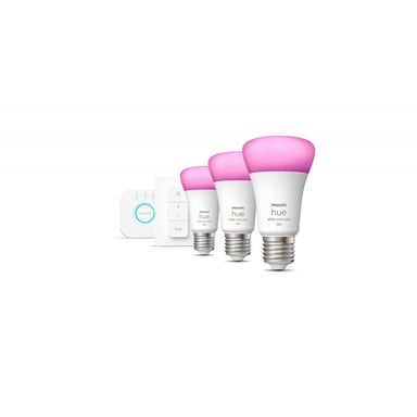 PHILIPS Hue White & Color Ambiance - Kit de démarrage E27 x3 et télécommande Hue