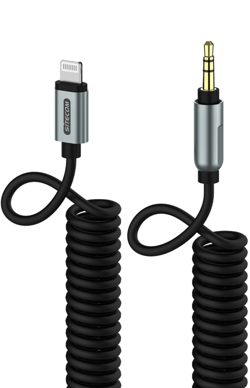 Câble Lightning => Jack 3,52mm 3 pôles Spiralé MFI 2,00m CA-071