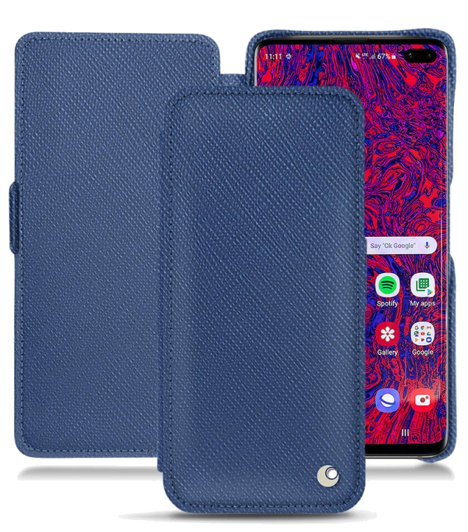 Housse cuir Samsung Galaxy S10+ - Rabat horizontalBleu