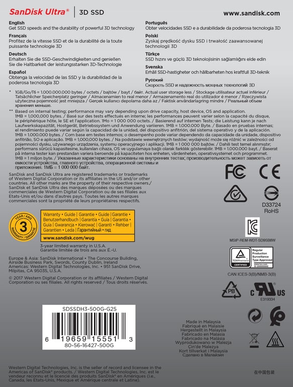 SanDisk Ultra 3D SSD 500 GB - vue 7