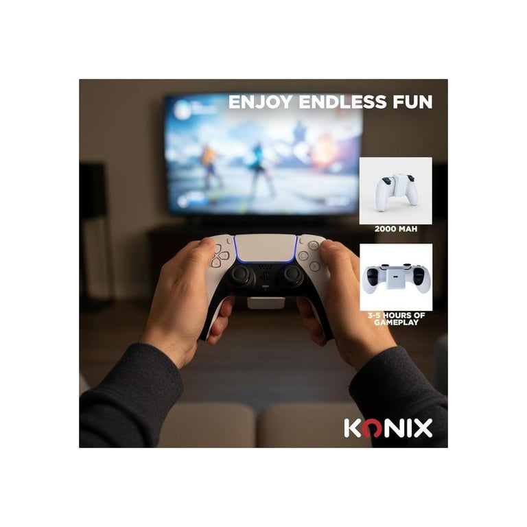 Batterie externe pour manettes Joy Con Nintendo Switch 2 Konix Indicateur de charge LED 10 modes déclairage RVB - vue 4