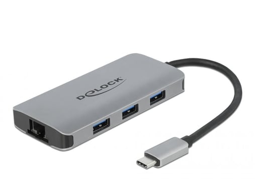 Hub DeLOCK USB 3.2 Gen 1 con 4 porte e LAN Gigabit e PD