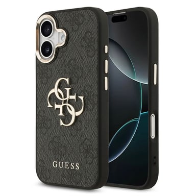 Guess Coque 4G Metal Logo Backcover pour Apple iPhone 17 - Gold Edge - Black