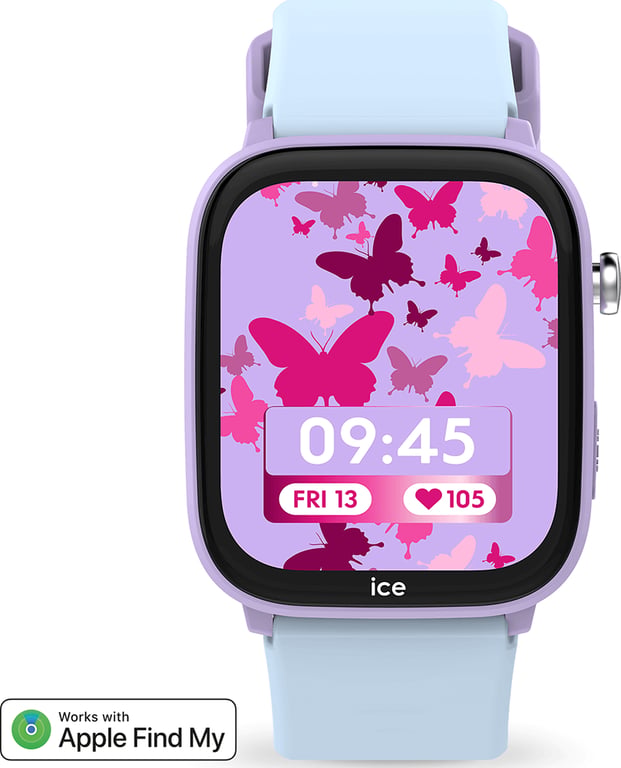 Montre connectée ICE SMART Junior 3.0 Find My Rectangulaire avec Bracelet Silicone Violet / Bleu Ice Watch - Neuf