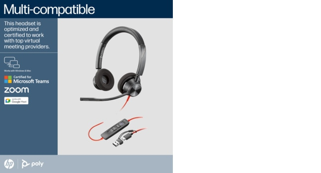 POLY Micro casque Blackwire 3320 stéréo USB C certifié Microsoft Teams + adaptateur USB CA Neuf - vue 3