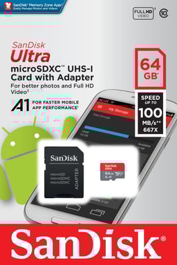 Micro SDHC Ultra 64 Go UHS-I Card avec adaptateur SD