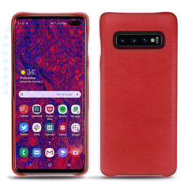 Coque cuir Samsung Galaxy S10+ -  - Rouge - Cuir lisse premium