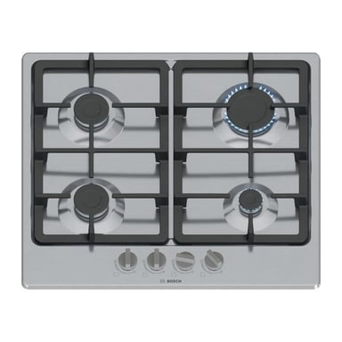 Table de cuisson a gaz - BOSCH Série 4 - 4 foyers - 52 x 58,2 x 4,5 cm - PGP6B5K90 - Inox