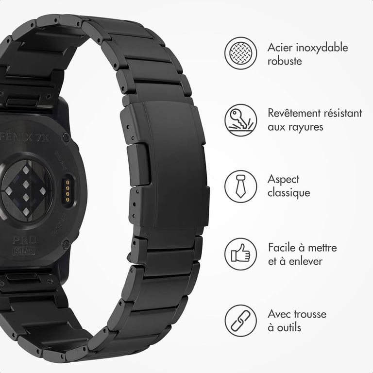 Bracelet Garmin 26mm Acier Titane mat - vue 3