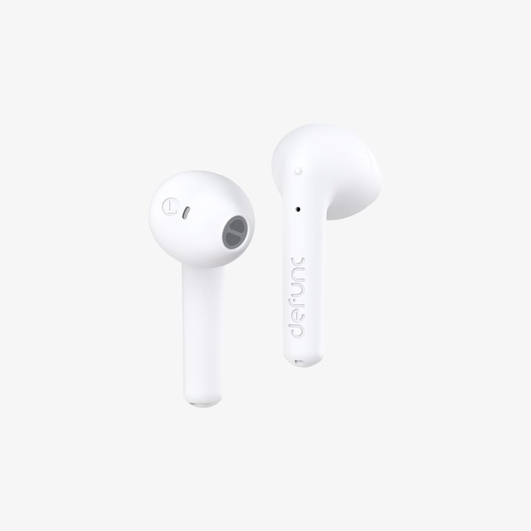 Defunc True Lite Blanc - Écouteur sans Fil Bluetooth 5.3 Hi-FI Son Stéréo, Contrôle Tactile, Microphones Intégrés, 20 Heures Durée de Lecture, USB-C Charge, pour iOS et Android Telephone - Neuf