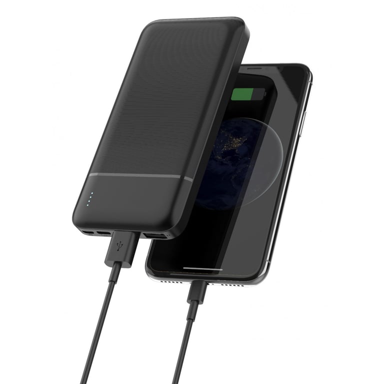 Batterie de Secours Noire 10 000mAh [ Travel Power Bank Externe ] Sortie 2 Ports USB-A