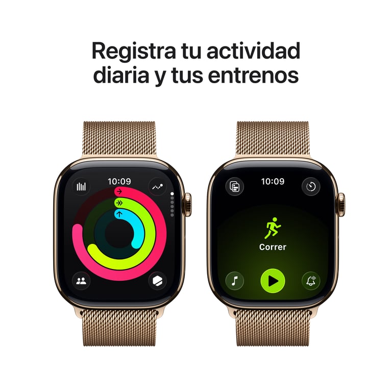 Watch Series 11 (2025) GPS + Cellulaire Boitier de 46mm en Titane Or avec bracelet milanais, Or - S/M - Neuf