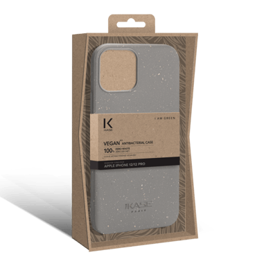 Carcasa antibacteriana vegana orgánica 100% cero residuos para Apple iPhone 12/12 Pro, gris lava