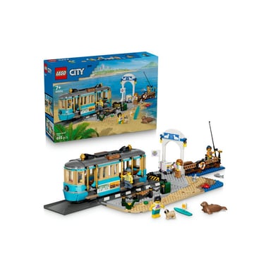 LEGO City 60506 Tram di Strada Triciclo Spiaggia Classica 693 pezzi con 5 minifigure Blu e beige