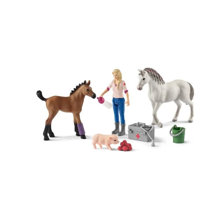 Schleich Visite du vétérinaire pour la jument et le poulain - 42486