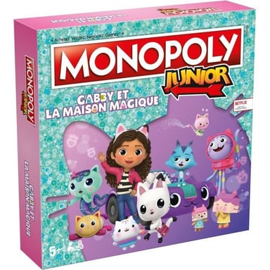 Juego de mesa - WINNING MOVES - Monopoly Junior Gabby y la casa mágica - Versión infantil La casa de muñecas de Gabby