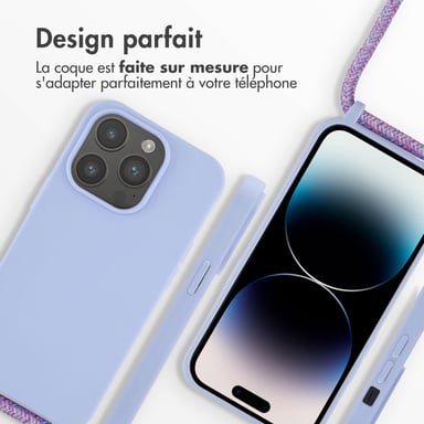 imoshion Coque en silicone avec cordon pour Apple iPhone 14 Pro - Violet